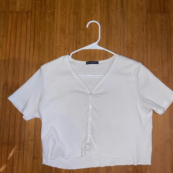 White cropped brandy melville shirt - Picture 1 of 3